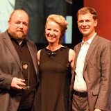 2016 Eyes & Ears Awards: v.l.n.r. Björn Klimek, Mediengruppe RTL; Corinna Kamphausen, EEofE; Lars Wagner, Disney Channel